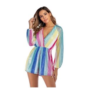 Source Unknown Multicolor Striped Jumpsuit